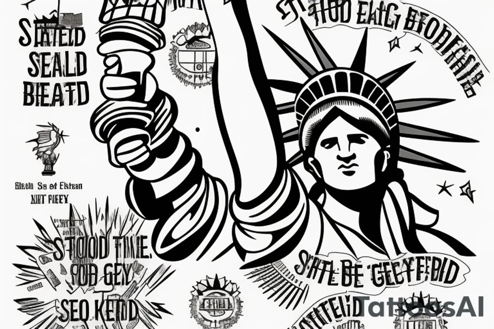 Statue of Liberty from breaking bad with a scroll across it that says “S’all good, man” tattoo idea