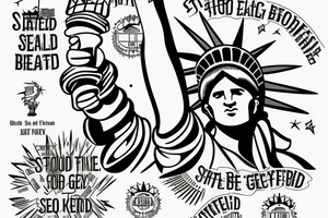 Statue of Liberty from breaking bad with a scroll across it that says “S’all good, man” tattoo idea