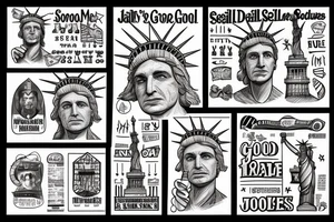 Statue of Liberty from better call Saul with a scroll across it that says “S’all good, man” tattoo idea