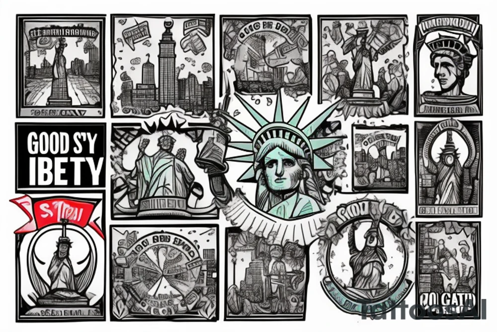 Statue of Liberty from better call Saul with a scroll across it that says “S’all good, man” tattoo idea