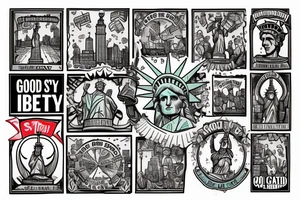 Statue of Liberty from better call Saul with a scroll across it that says “S’all good, man” tattoo idea