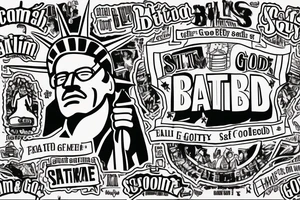 Breaking bad statue of liberty with a scroll across it that says “S’all good, man” tattoo idea