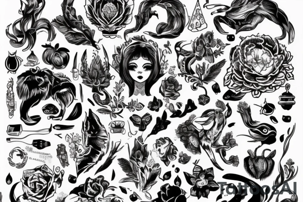 Голая девушка демон с рогами tattoo idea