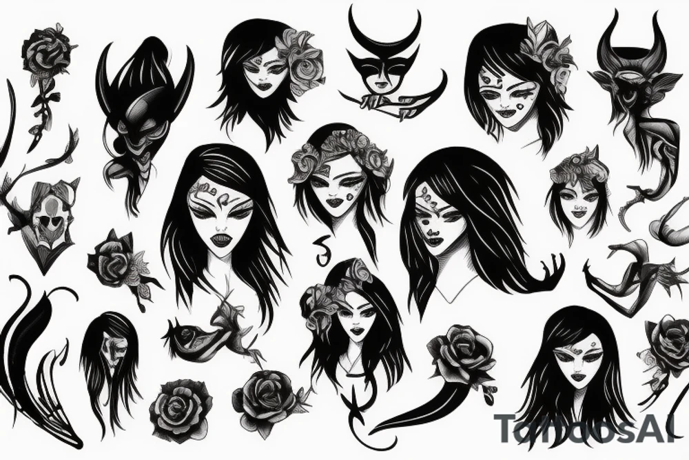 Girl devil tattoo idea