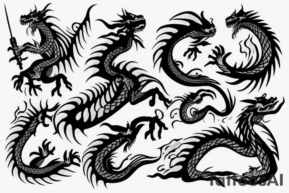 Dragon breathing fire tattoo idea