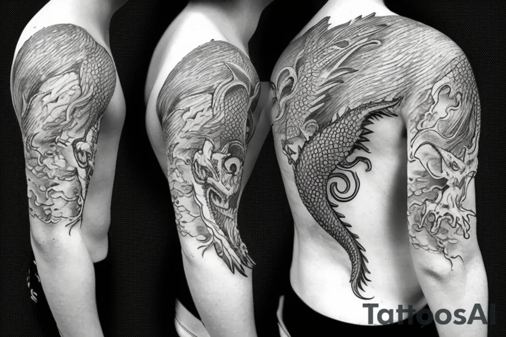 Dragon's neck breathing fire tattoo idea