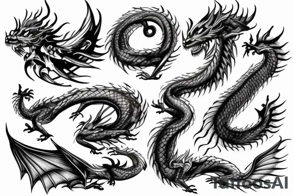 Dragon's neck breathing fire fading in to arm tattoo idea