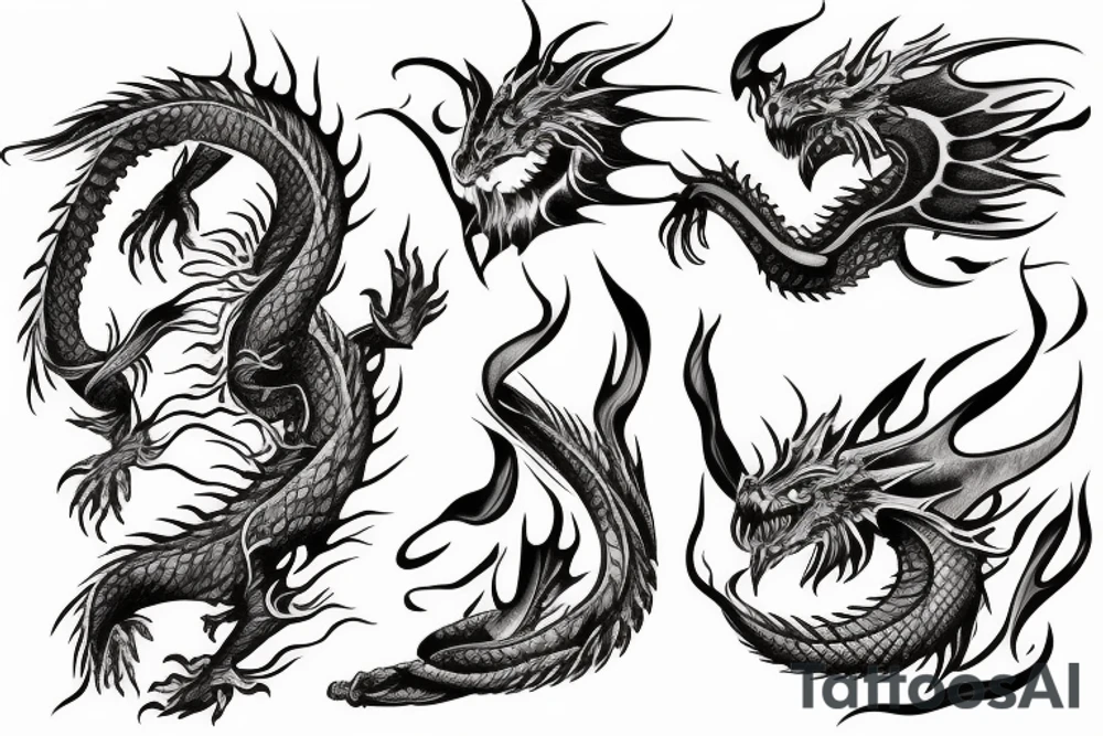 Dragon's neck breathing fire fading in to arm tattoo idea