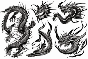 Dragon's neck breathing fire fading in to arm tattoo idea