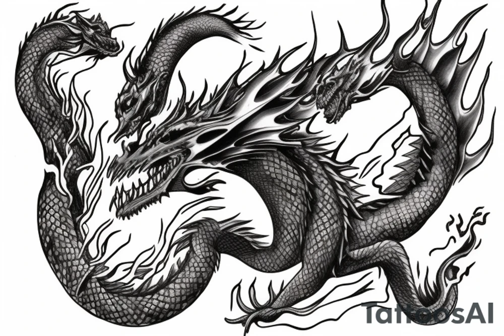 Dragon's neck and head breathing fire fading in to arm tattoo idea