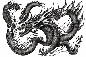 Dragon's neck and head breathing fire fading in to arm tattoo idea