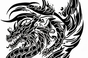 Dragon's neck and head breathing fire fading in to arm tattoo idea