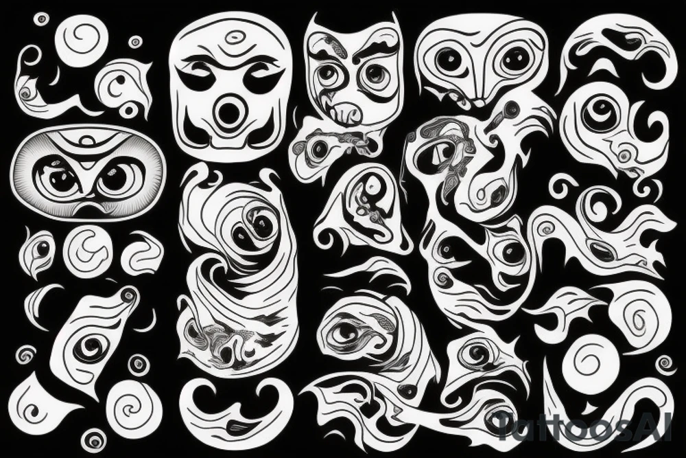 A wave of eyes tattoo idea