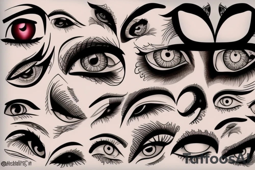 A wave of eyes tattoo idea