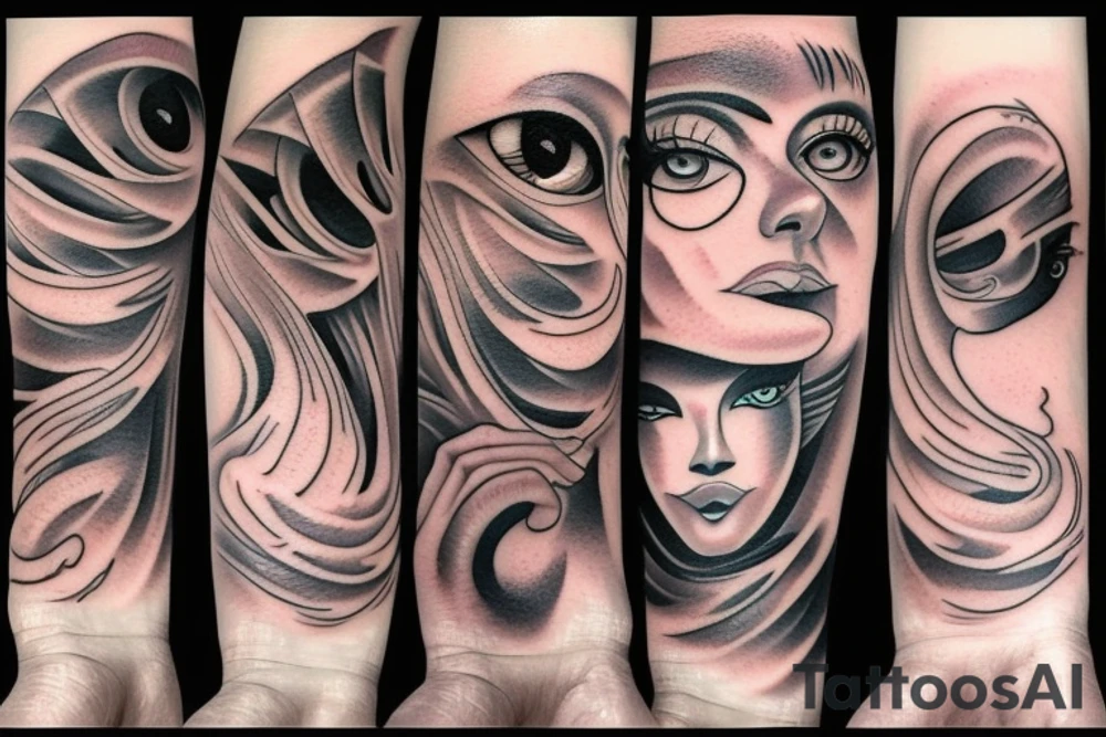 A wave of eyes tattoo idea