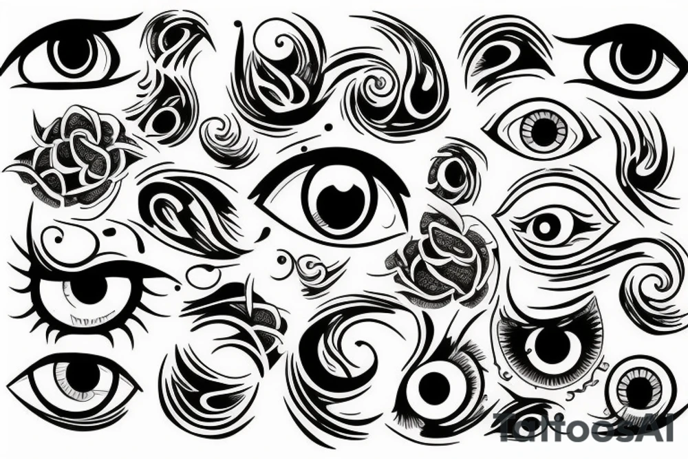 A wave of eyes tattoo idea