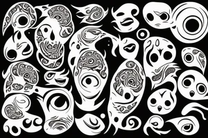 A wave of eyes tattoo idea