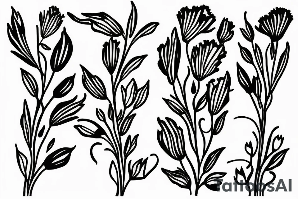 carnation line drawing tattoo idea