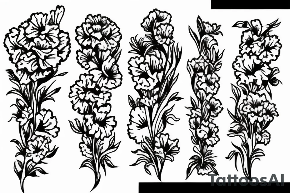 carnation line drawing tattoo idea