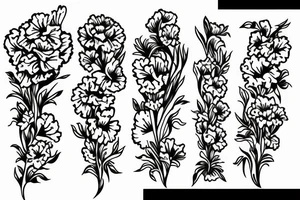 carnation line drawing tattoo idea