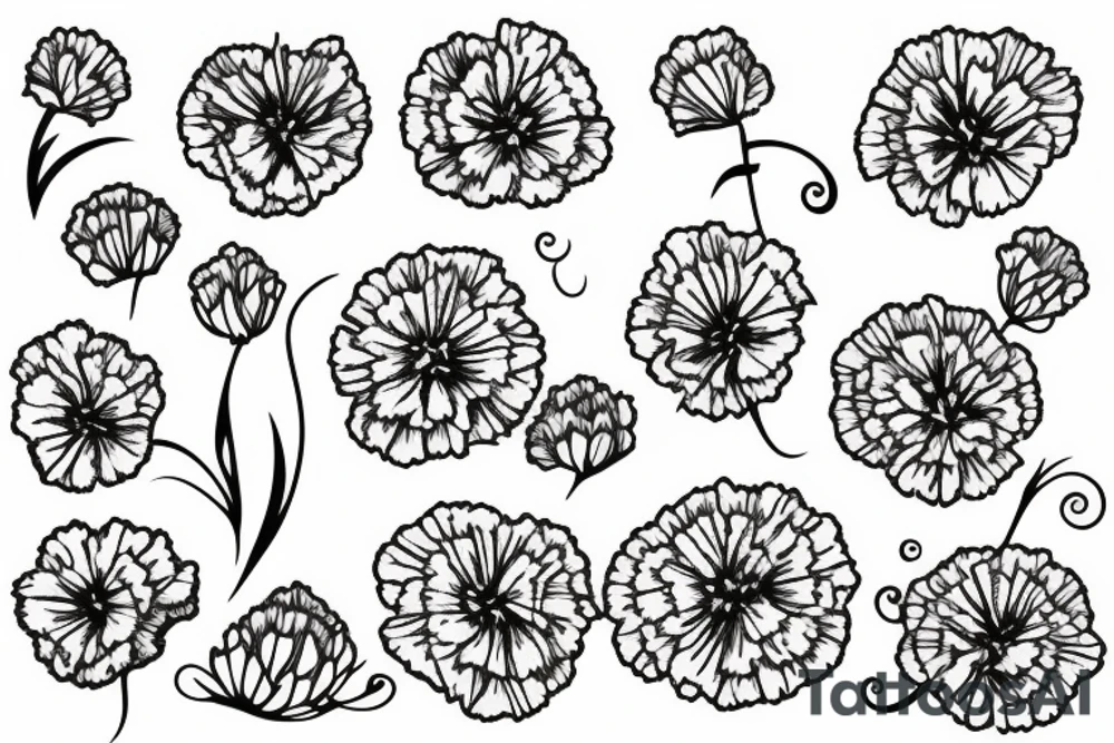carnation line drawing tattoo idea