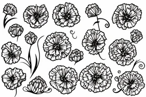 carnation line drawing tattoo idea