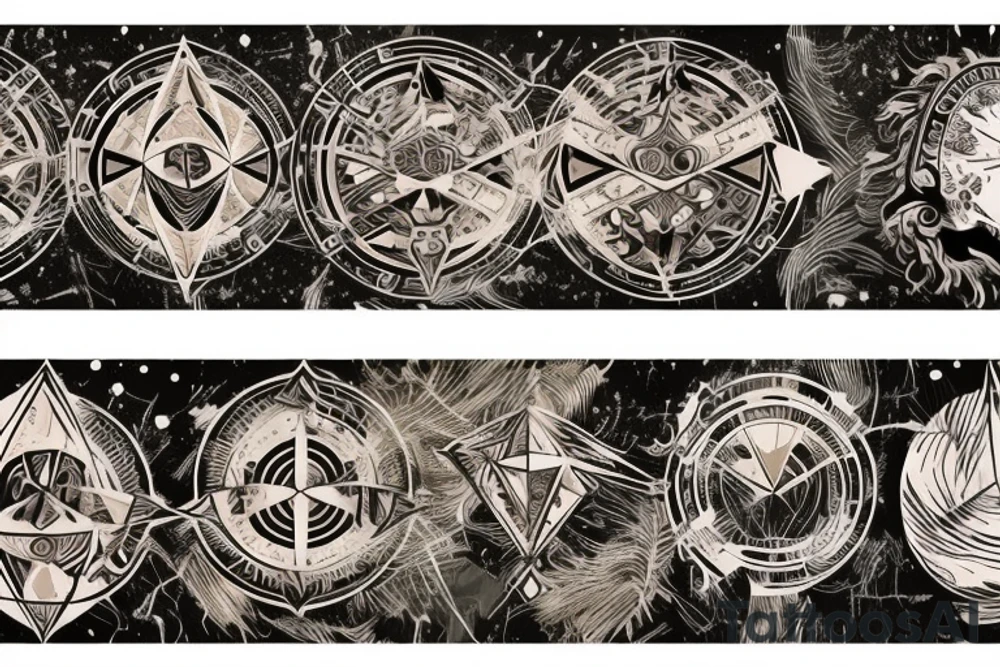 a tiger, a wind rose and a victrola tattoo idea