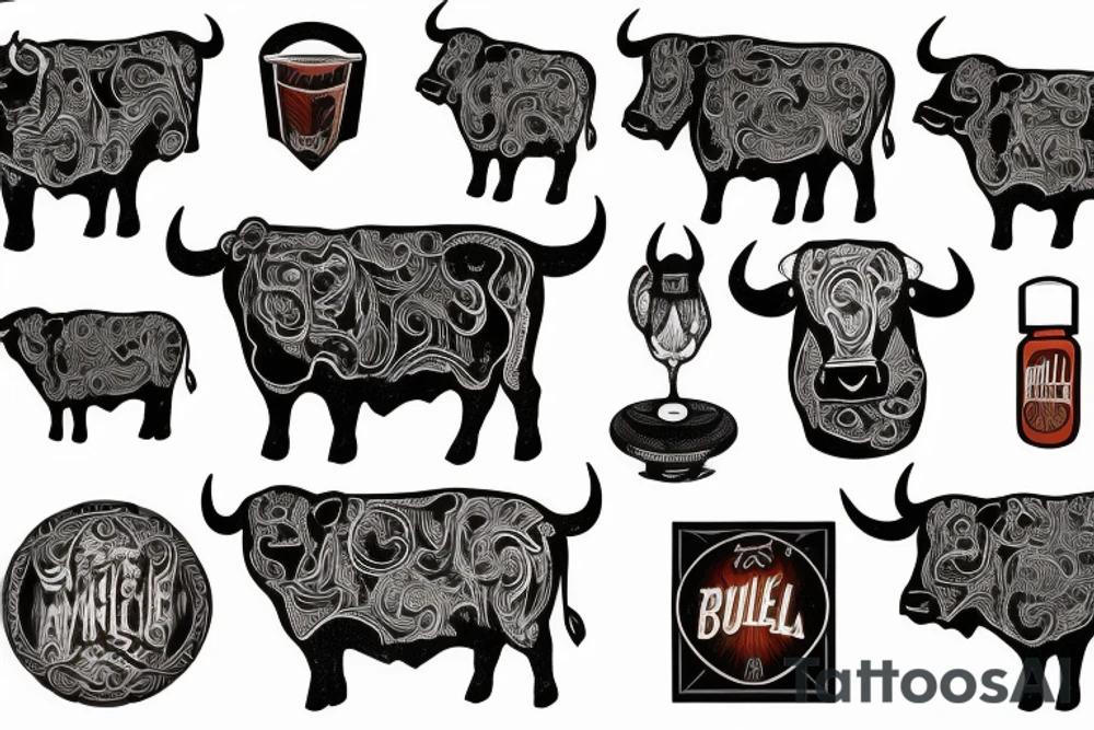 a bull and a victrola tattoo idea