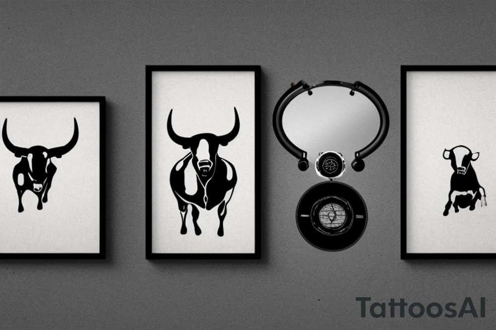 a bull and a victrola tattoo idea