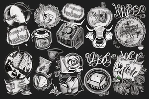 a bull and a victrola tattoo idea
