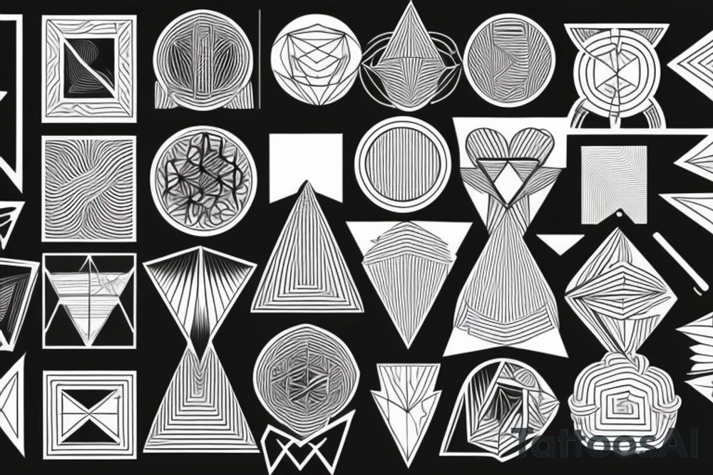 Geometric lines with landscapes tattoo idea