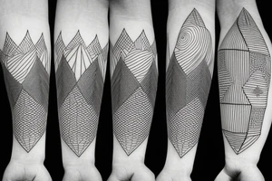 Geometric lines with landscapes tattoo idea