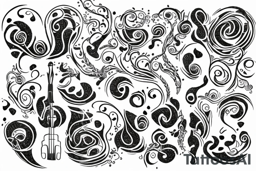 fine line tattoo with various size dots and musical notes tattoo idea