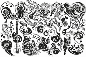 fine line tattoo with various size dots and musical notes tattoo idea