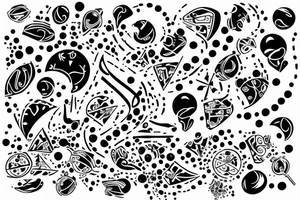 fine line tattoo with various size dots and musical notes tattoo idea