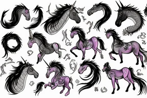 an unicorn besides a dragon tattoo idea