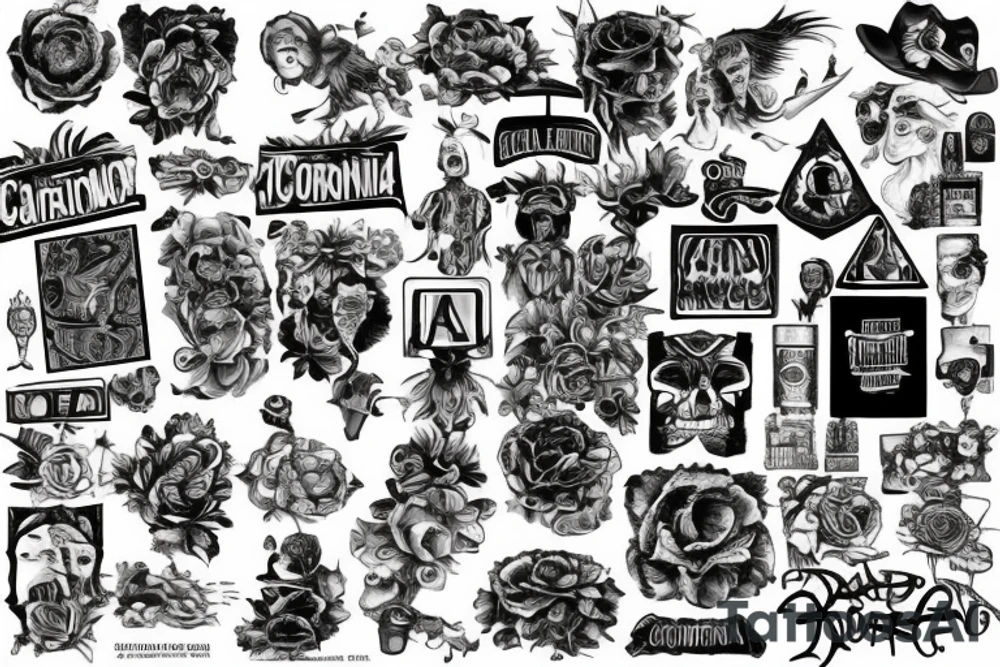 road leading up to building in far background california tattoo idea