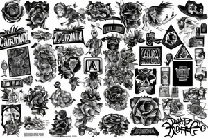 road leading up to building in far background california tattoo idea