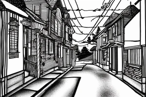 road leading up to building in background california tattoo idea