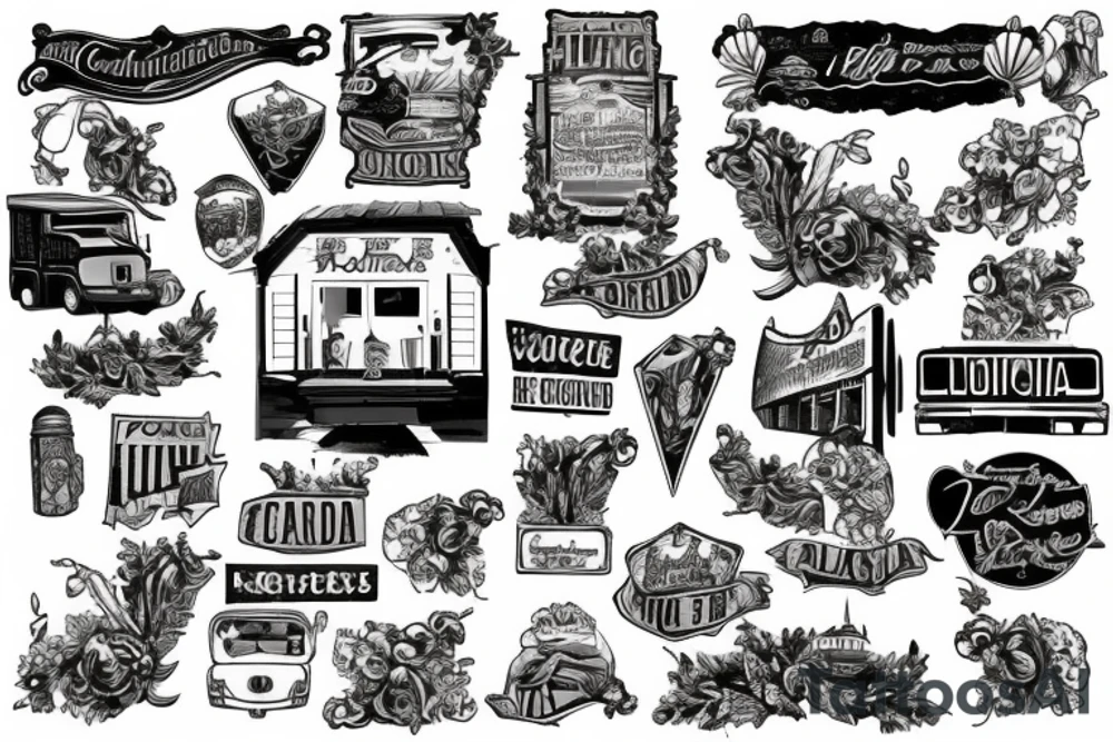 road leading up to building in background california tattoo idea
