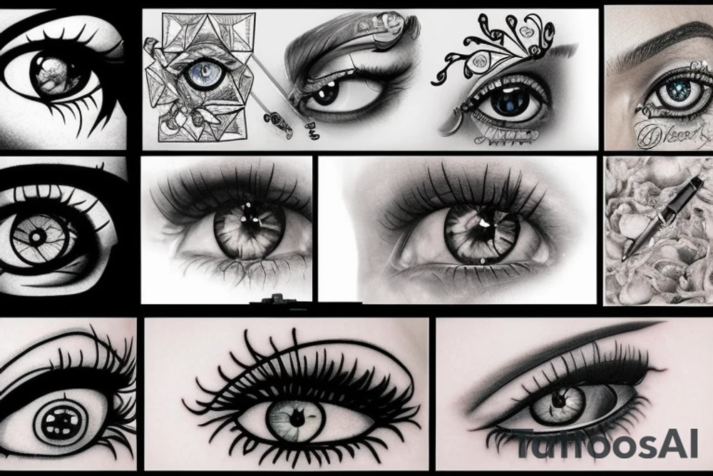 Eye in Diamond style facets tattoo idea