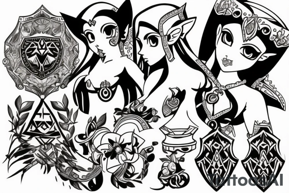 princess zelda in a bikini tattoo idea