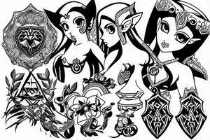 princess zelda in a bikini tattoo idea