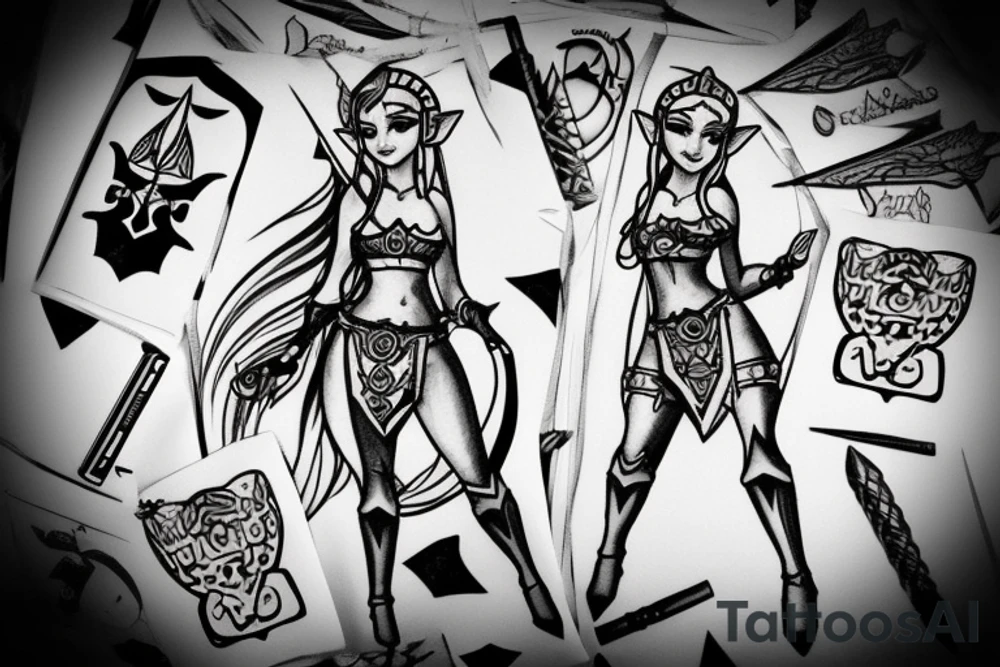 princess zelda in a bikini tattoo idea