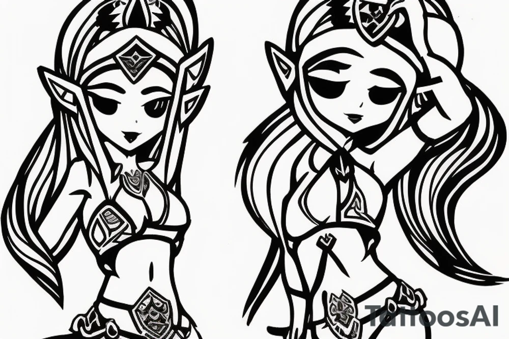 princess zelda in a bikini tattoo idea