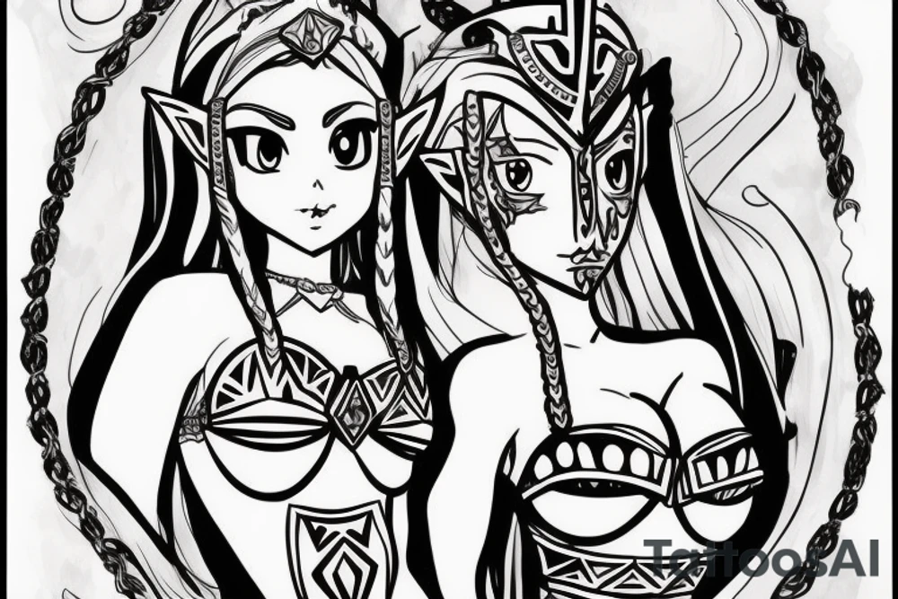 princess zelda in a bikini tattoo idea