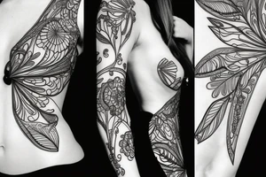 Sexy botanical boho, delicate line work for sternum tattoo idea