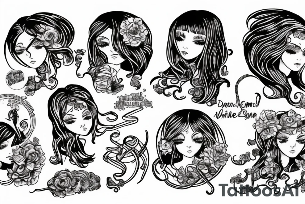 send noods animie girl tattoo idea