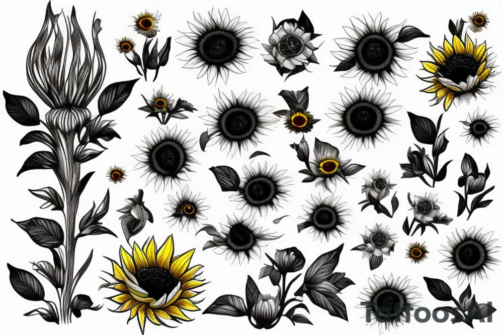 Bumble bee and sunflower tattoo idea