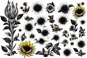 Bumble bee and sunflower tattoo idea